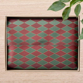 Elegantes Red Green Harlequin Luxury Pattern Seidenpapier