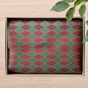 Elegantes Red Green Harlequin Luxury Pattern Seidenpapier
