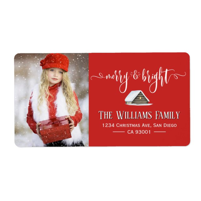 Elegantes Red Merry and Bright Christmas Foto (Vorne)