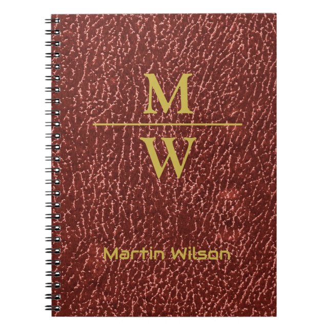 Elegantes Red Mit Monogramm Luxe Look Gold Letting Notizblock (Vorderseite)