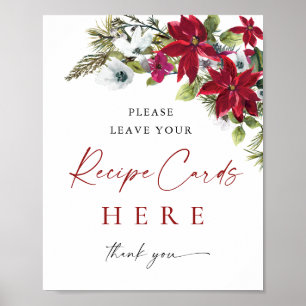 Elegantes Red Poinsettia Rezept Card Brautparty Poster