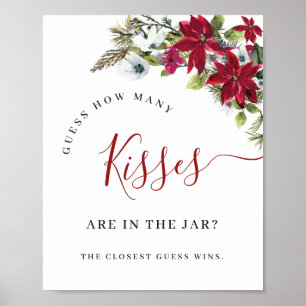 Elegantes Red Poinsettia Weihnachtsfest Brautparty Poster