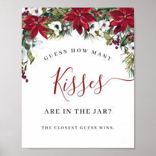 Elegantes Red Poinsettia Weihnachtsfest Brautparty Poster