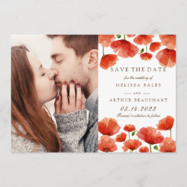 Elegantes Red Poppy Blume Foto Save the Date