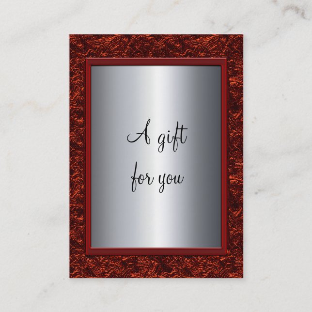Elegantes Red & Silver Weihnachtsgeschenk-Zertifik Rabattkarte (Vorderseite)