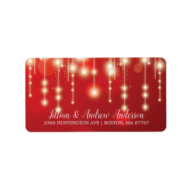 Elegantes Red String Lights Rückgabeadresse Label Adressaufkleber (Vorne)