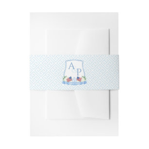 Elegantes Red White Blue Patriotic Wedding Wappen Einladungsbanderole