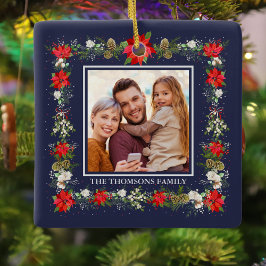 Elegantes Red White Flora Foto Keramikornament