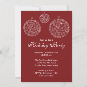 Elegantes Red & White Holiday Weihnachten Party Einladung