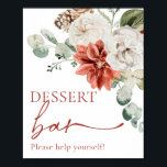 Elegantes Red Winter Christmas Dessert Bar Sign Poster<br><div class="desc">Elegantes Red Winter Christmas Dessert Bar Sign</div>