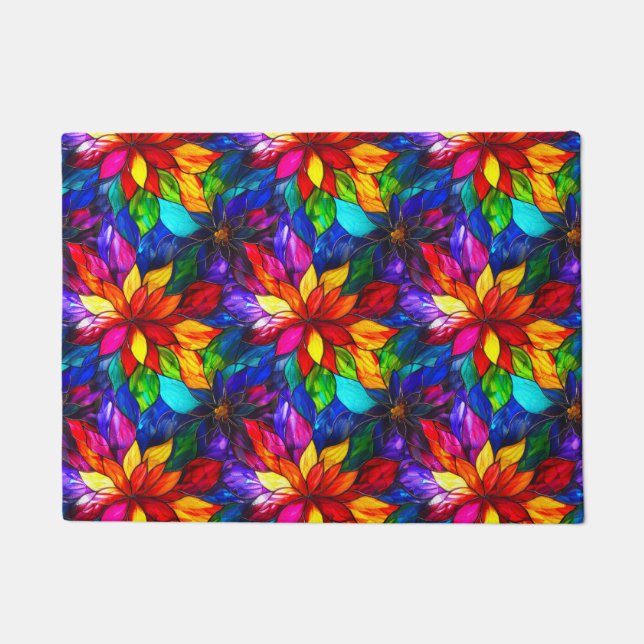 Elegantes Regenbogen-Buntglas-Muster Fußmatte (Vorderseite)