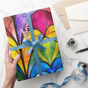 Elegantes Regenbogen-Buntglas-Muster Geschenkpapier