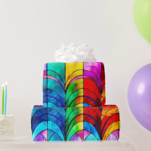Elegantes Regenbogen-Buntglas-Muster Geschenkpapier
