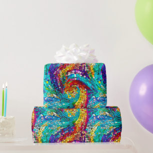 Elegantes Regenbogen-Juwel-Ton-Mosaik-Glas-Muster Geschenkpapier