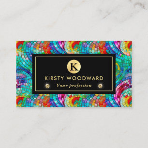 Elegantes Regenbogen-Juwel-Ton-Mosaikglas-Muster Visitenkarte