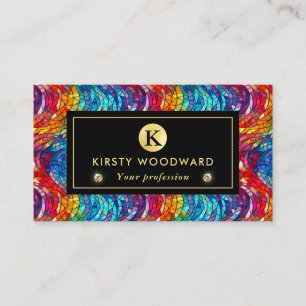 Elegantes Regenbogen-Juwel-Ton-Mosaikglas-Muster Visitenkarte