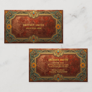 Elegantes reiches Kupfer-Patina-Metallgold floral Visitenkarte
