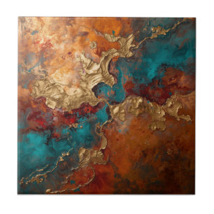 Elegantes, reiches, kupferpatiniertes Metallgold Fliese