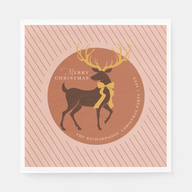 Elegantes Reindeer Personalisiertes Weihnachtsfest Serviette (Vorderseite)