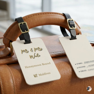 Elegantes Reiseziel für Mr & Mrs Flitterwochen Gepäckanhänger