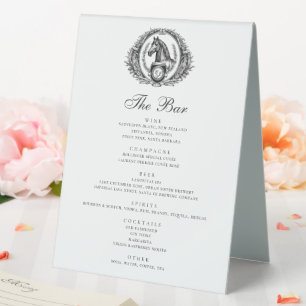 Elegantes Reitpferd Monogram Bar Menu Drinks Tischaufsteller