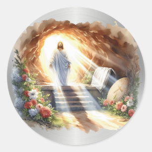 Elegantes Religiöses AuferstehungsOstern Runder Aufkleber