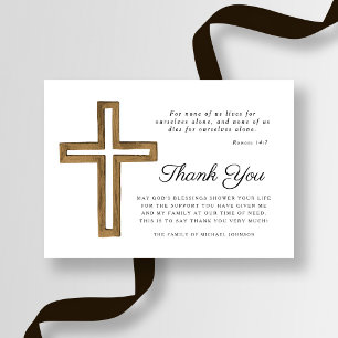 Elegantes religiöses Kreuz Begräbnis Dankeskarte