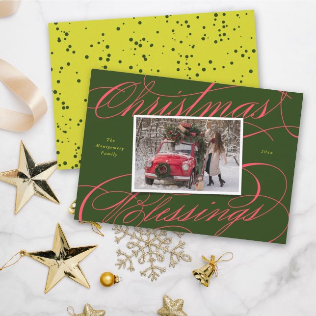 Elegantes Religiöses Weihnachtsgesegnung Skript-Fo Feiertagskarte (Von Creator hochgeladen)