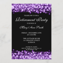 Elegantes Renten Party Lila Glitzern Einladung