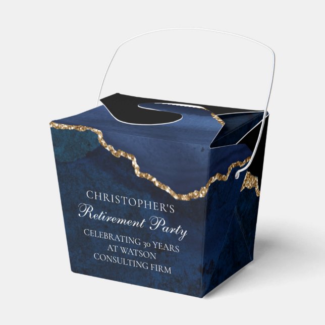 Elegantes Renten Party Navy Blue Gold Fortune Geschenkschachtel (Vorderseite)