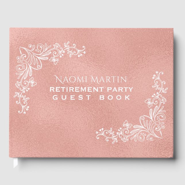 Elegantes Renten-Party | Rose Gold Botanical Gästebuch (Vorderseite)