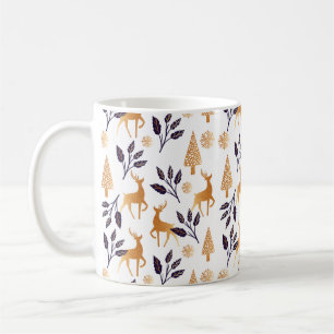 Elegantes Rentier, Schneeflocke & Weihnachtsmuster Kaffeetasse