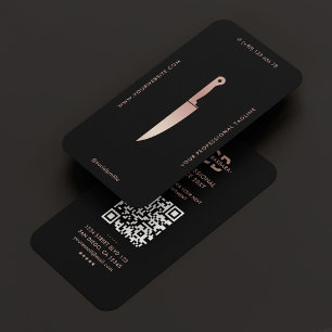 Elegantes Restaurant Black Rosegold Koch Knife Visitenkarte