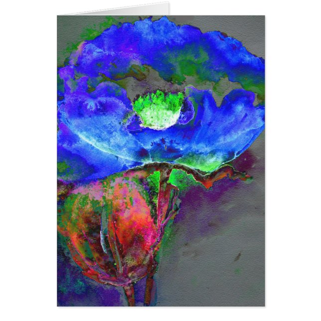 Elegantes Retro abstrakte Aquarellblau Blütenblüte (Vorne)
