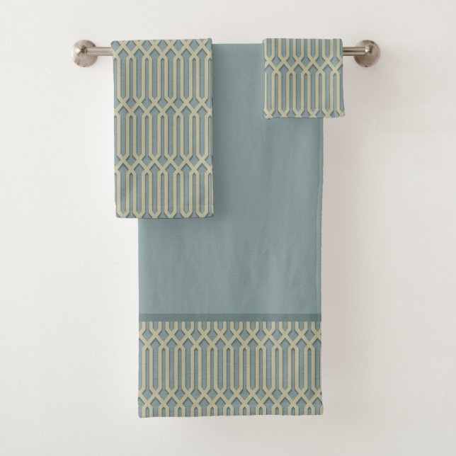 Elegantes Retro Art Deco Muster Badhandtuch Set (Insitu)