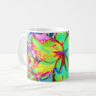 Elegantes Retro-boho abstrakt-grünes Rosa-Blumen Kaffeetasse