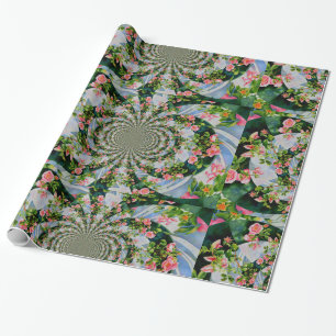 Elegantes Retro-Boho Aquarellfarben Rosa Blüte Geschenkpapier