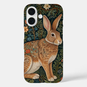 Elegantes Retro-Boho Kaninchenwald mit Blüte iPhone 16 Hülle