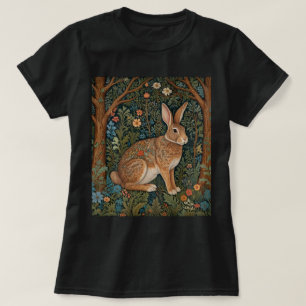 Elegantes Retro-Boho Kaninchenwald mit Blüte T-Shirt