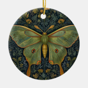 Elegantes Retro boho Luna moth botanisch Keramik Ornament