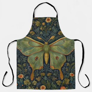 Elegantes Retro boho Luna moth botanisch Schürze