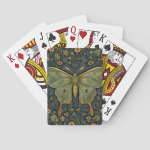 Elegantes Retro boho Luna moth botanisch Spielkarten