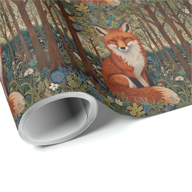Elegantes Retro-boho rotes Foxenwaldtier Geschenkpapier (Rolleneckpunkt)