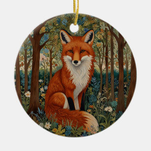 Elegantes Retro-boho rotes Foxenwaldtier Keramik Ornament