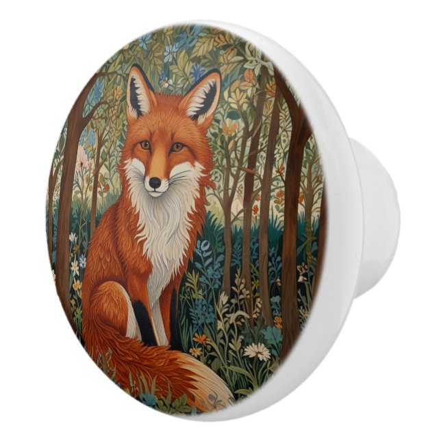 Elegantes Retro-boho rotes Foxenwaldtier Keramikknauf (Rechts)