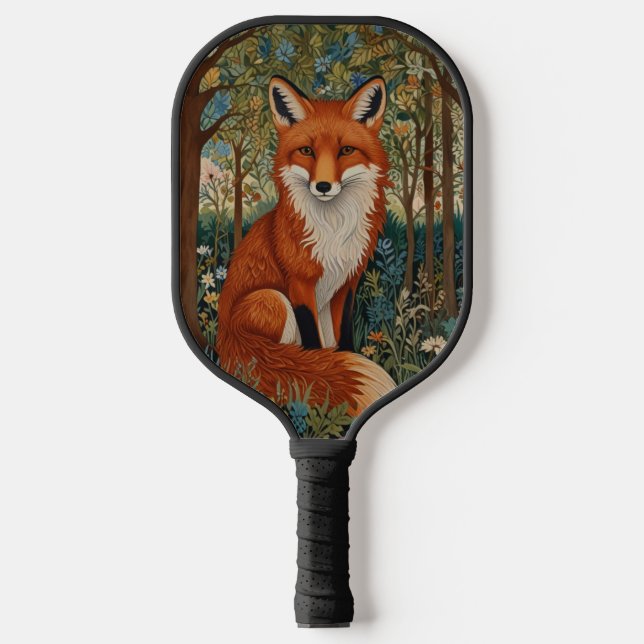 Elegantes Retro-boho rotes Foxenwaldtier Pickleball Schläger (Vorderseite)