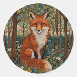 Elegantes Retro-boho rotes Foxenwaldtier Runder Aufkleber