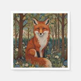 Elegantes Retro-boho rotes Foxenwaldtier Serviette