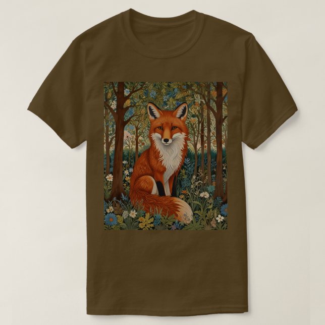 Elegantes Retro-boho rotes Foxenwaldtier T-Shirt (Design vorne)