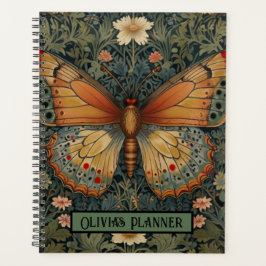 Elegantes Retro-Boho Schmetterling botanisches Grü Planer